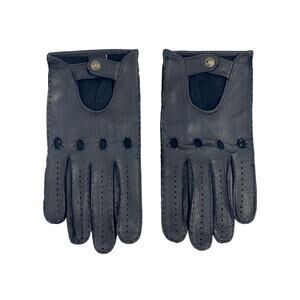 Fratelli Orsini Women's Black Genuine Leather 80s 90s Warmer Gloves Size 10